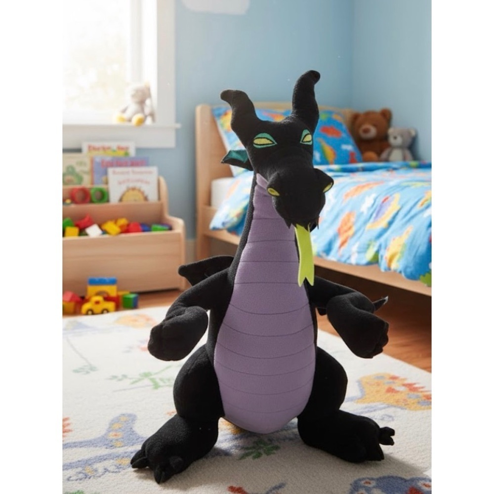 Disney Sleeping Beauty Maleficent Dragon  Black Purple Plush Toy 19”H x 24”L